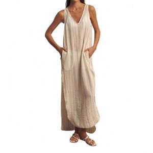 NEW HANDLOOM daybreak maxi dress in natural with stripes